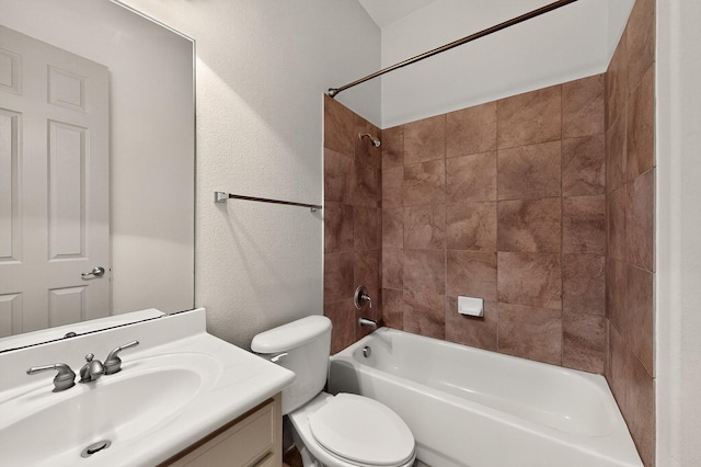5766 Wellington Ln, Frisco, TX 75033 - full bathroom with vanity, bathtub / shower combination, and a textured wall