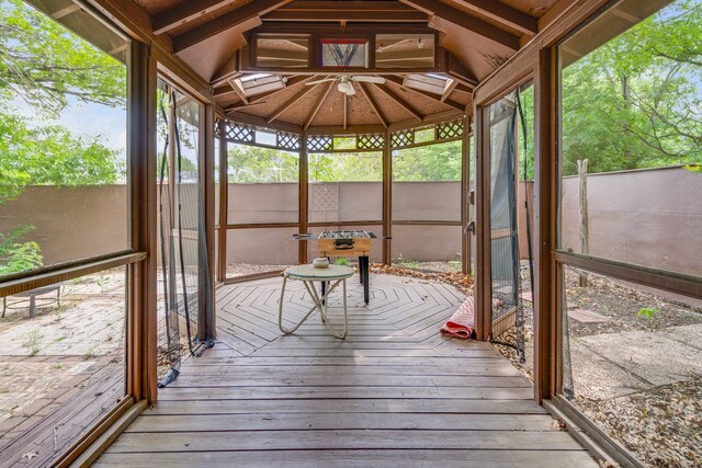 211 Second St, Denton, TX 76201 - unfurnished sunroom featuring vaulted ceiling
