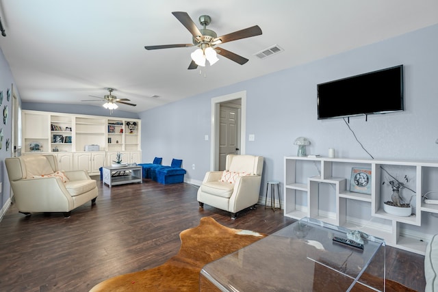 211 Second St, Denton, TX 76201 - living area with ceiling fan and wood finished floors