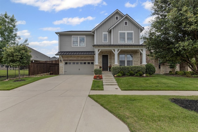 1924 Grey Bark St, Fort Worth, TX 76008 - craftsman inspired home with board and batten siding, an attached garage, stone siding, and concrete driveway