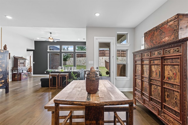 1924 Grey Bark St, Fort Worth, TX 76008 - dining room with ceiling fan, recessed lighting, and wood finished floors
