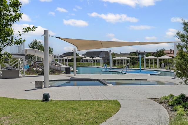 1924 Grey Bark St, Fort Worth, TX 76008 - community pool featuring an outdoor hot tub and a patio area