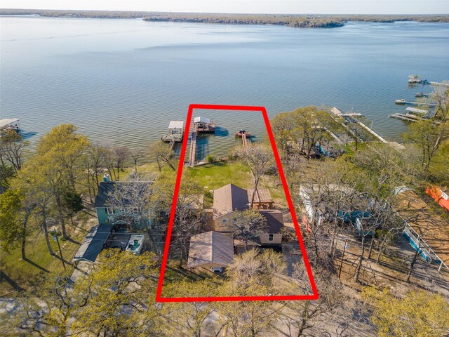 10040 Brinwood Dr, Wills Point, TX 75169 - aerial overview of property's location featuring property parcel outlined and a large body of water