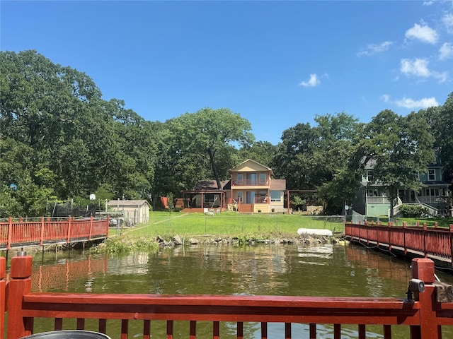 10040 Brinwood Dr, Wills Point, TX 75169 - dock area featuring a water view and a yard
