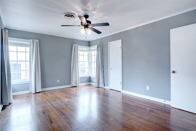 3609 Rogers Ave, Fort Worth, TX 76109 - spare room with healthy amount of natural light, ceiling fan, wood finished floors, and crown molding