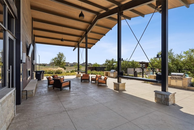 7401 Winterbloom Way, Fort Worth, TX 76123 - view of patio / terrace with an outdoor kitchen and an outdoor hangout area