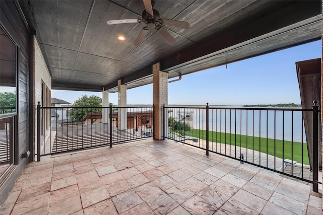 12624 Lake Shore Ct N, Fort Worth, TX 76179 - patio / terrace featuring a water view and ceiling fan