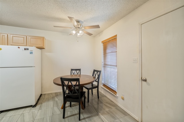 202 Lancelot Dr, Weatherford, TX 76086 - dining space featuring ceiling fan and a textured ceiling