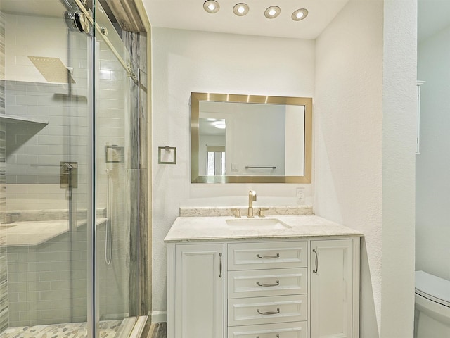 9101 Westwood Shores Dr, Fort Worth, TX 76179 - full bath with a shower stall, vanity, and recessed lighting