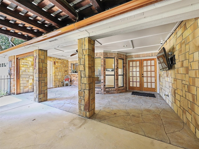 9101 Westwood Shores Dr, Fort Worth, TX 76179 - miscellaneous room with ceiling fan and french doors