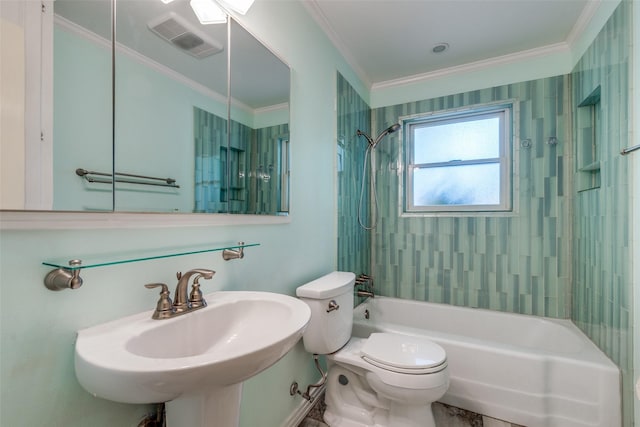 448 Parkhurst Dr, Dallas, TX 75218 - bathroom featuring bathing tub / shower combination and ornamental molding