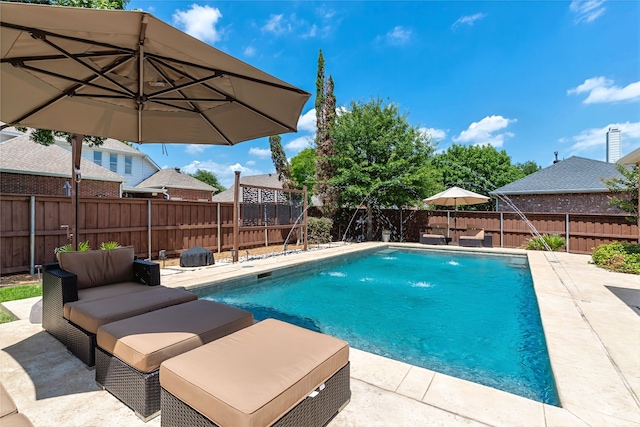 2324 Heather Ridge Dr, Flower Mound, TX 75028 - view of pool with a fenced backyard and a patio area