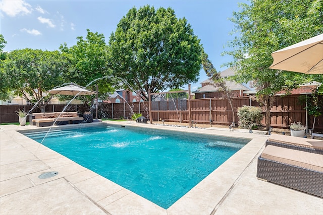 2324 Heather Ridge Dr, Flower Mound, TX 75028 - view of pool featuring an outdoor living space, a patio, and a fenced backyard