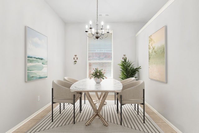 1505 Pelican Dr, Little Elm, TX 75068 - dining area with a chandelier and light tile patterned flooring