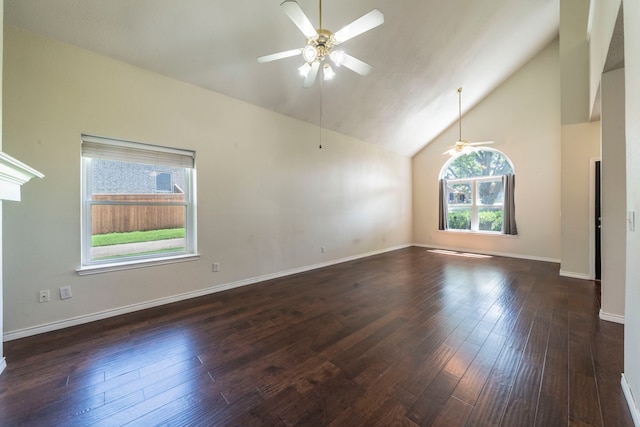 113 N W A Allen Blvd, Wylie, TX 75098 - spare room with ceiling fan, dark wood-style flooring, and high vaulted ceiling