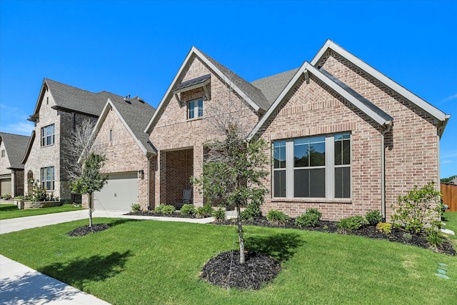 1715 Holly Oak Way, Fate, TX 75087 - view of front of home featuring brick siding, concrete driveway, a front lawn, and a garage