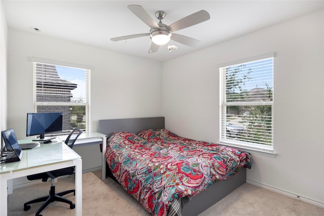 816 Adair Dr, Aubrey, TX 76227 - bedroom with light carpet, a desk, and a ceiling fan