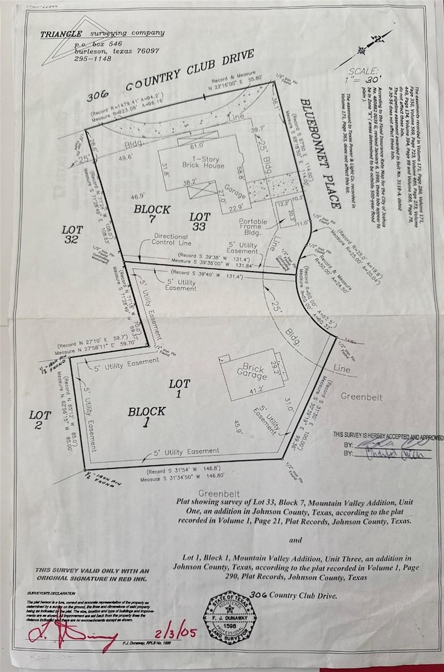 306 Country Club Dr, Joshua, TX 76058 - survey map / technical document