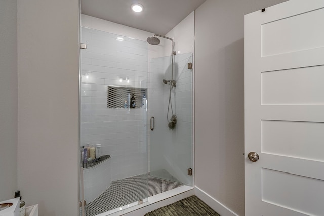 337 Hcr 1345, Hillsboro, TX 76645 - full bathroom featuring a shower stall, recessed lighting, and tile patterned floors