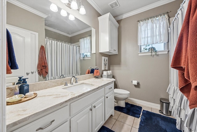 5651 Lucca Dr, Fort Worth, TX 76140 - full bath with vanity, tile patterned flooring, ornamental molding, and a shower with curtain