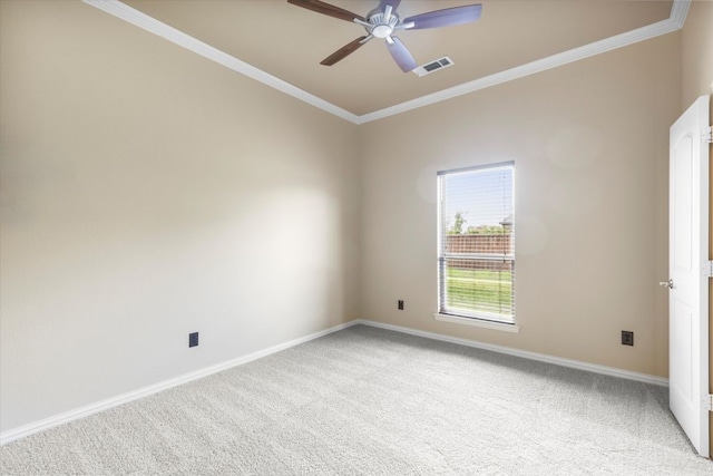 18044 Langford Ln, Talty, TX 75126 - empty room with carpet floors, ceiling fan, and ornamental molding