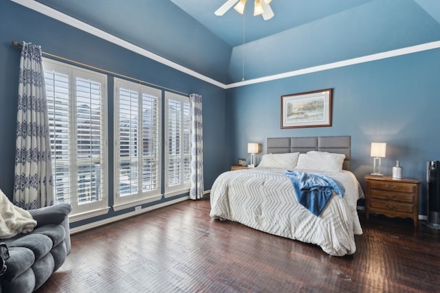 1151 Deer Lake Dr, Frisco, TX 75036 - bedroom featuring wood finished floors, a ceiling fan, and lofted ceiling