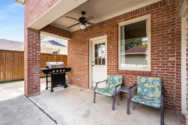 2309 Ryan Ave, Fort Worth, TX 76110 - view of patio featuring a grill and a ceiling fan