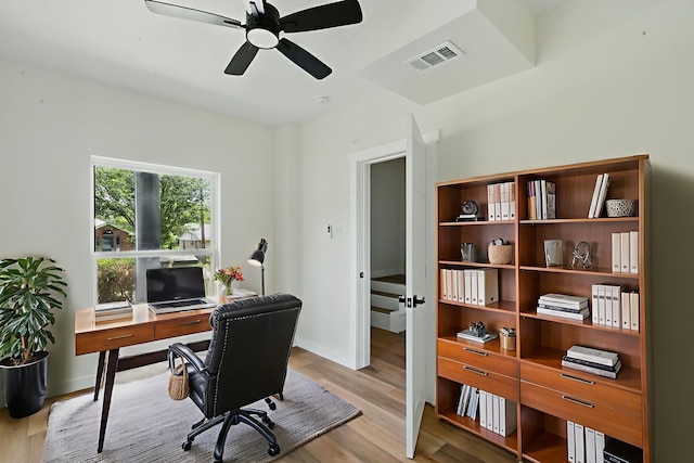 903 N Miller St, Decatur, TX 76234 - home office featuring light wood-style floors and ceiling fan