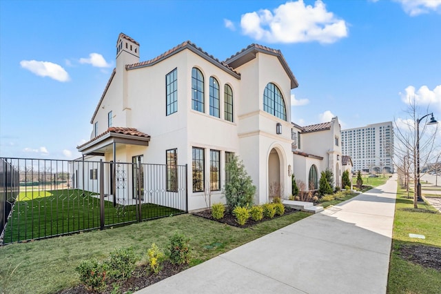 2951 Sunset Blvd, Flower Mound, TX 75022 - view of front of house with a tile roof, stucco siding, and a chimney