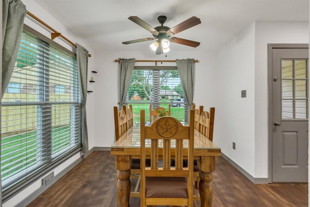 1737 Live Oak Ct, Lewisville, TX 75067 - dining area featuring wood finished floors and a ceiling fan
