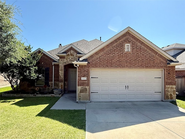 1117 Prairie Heights Dr, Fort Worth, TX 76108 - view of front facade with driveway, a garage, and stone siding