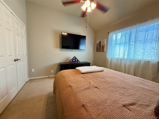 1117 Prairie Heights Dr, Fort Worth, TX 76108 - carpeted bedroom with vaulted ceiling, ceiling fan, and a closet