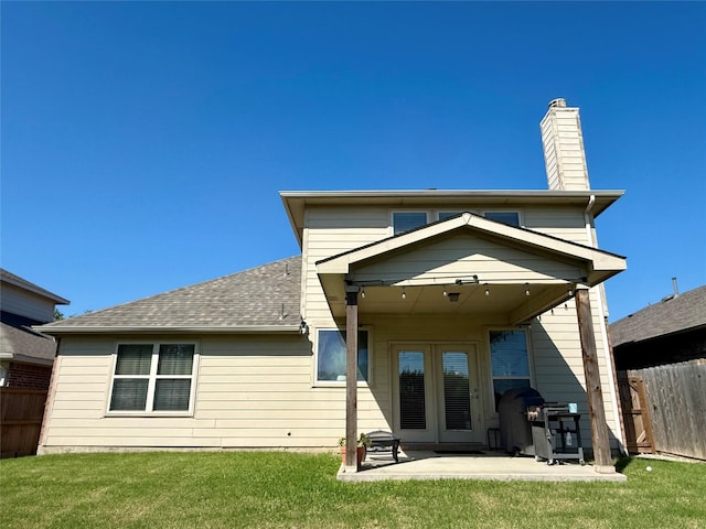 1117 Prairie Heights Dr, Fort Worth, TX 76108 - back of property featuring a patio area, a shingled roof, and a chimney