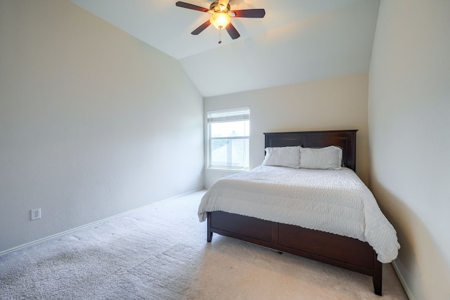 4424 Ridge Point Ln, Plano, TX 75024 - carpeted bedroom with vaulted ceiling and ceiling fan