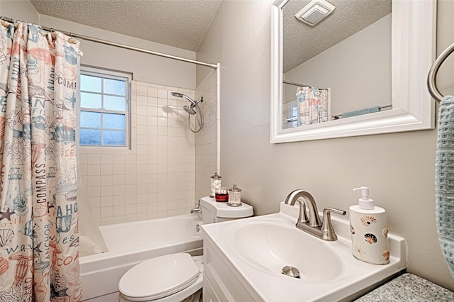 531 Himes Dr, Euless, TX 76039 - full bath with a textured ceiling, shower / tub combo with curtain, and vanity