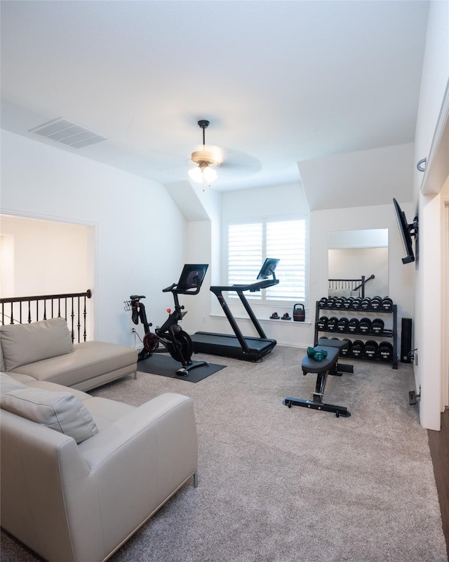 13896 Evergreen Dr, Frisco, TX 75035 - exercise area featuring a ceiling fan and carpet