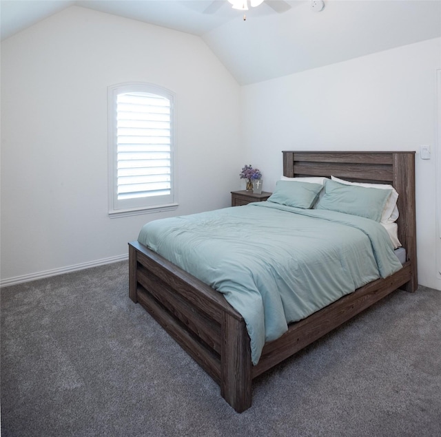 13896 Evergreen Dr, Frisco, TX 75035 - bedroom featuring carpet floors, lofted ceiling, and a ceiling fan
