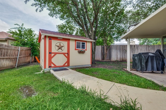 1405 Mapleton Ct, Arlington, TX 76018 - view of shed featuring a fenced backyard
