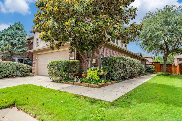 1138 Sophia St, Allen, TX 75013 - view of side of property featuring an attached garage, brick siding, and driveway
