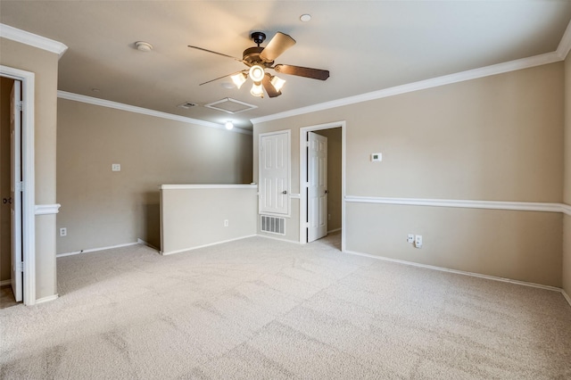 1138 Sophia St, Allen, TX 75013 - carpeted spare room featuring a ceiling fan, crown molding, and a smoke detector