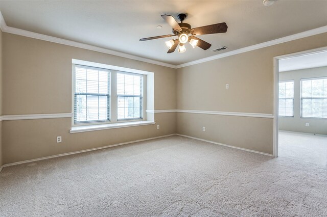 1138 Sophia St, Allen, TX 75013 - carpeted empty room with a ceiling fan and ornamental molding