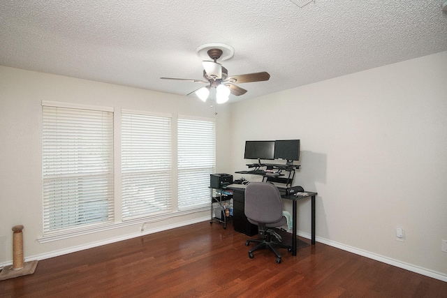 1441 Earlshire Pl, Plano, TX 75075 - office space with ceiling fan, wood finished floors, and a textured ceiling