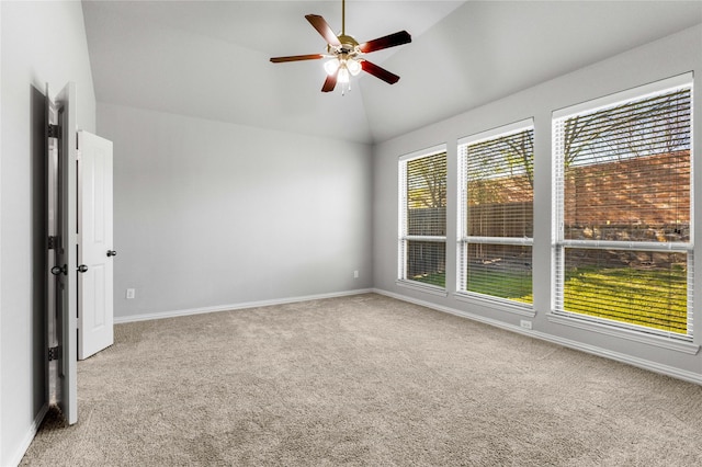 5608 Grove Cove Dr, Mckinney, TX 75071 - unfurnished room with lofted ceiling, carpet flooring, and ceiling fan