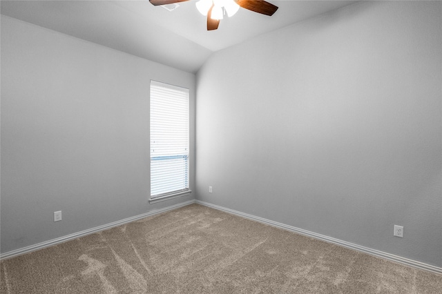 5608 Grove Cove Dr, Mckinney, TX 75071 - empty room featuring ceiling fan, carpet flooring, and lofted ceiling