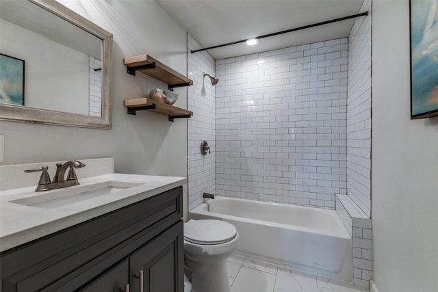 10649 Sylvia Dr, Dallas, TX 75228 - bathroom featuring vanity, marble look tile flooring, and tub / shower combination