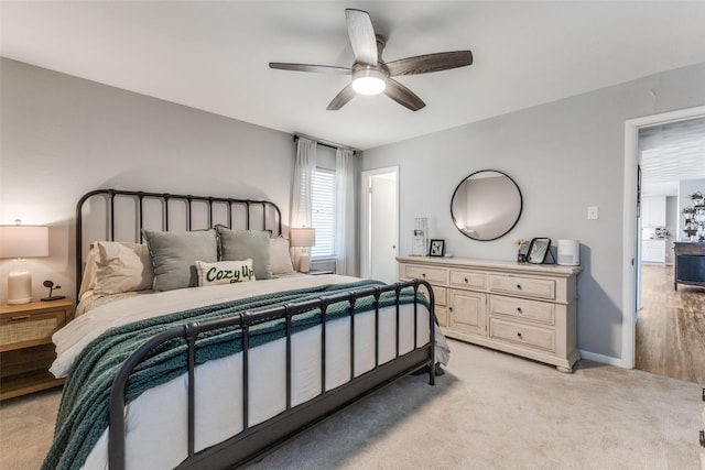 2521 Ridgecrest Dr, Garland, TX 75041 - bedroom featuring light carpet and ceiling fan