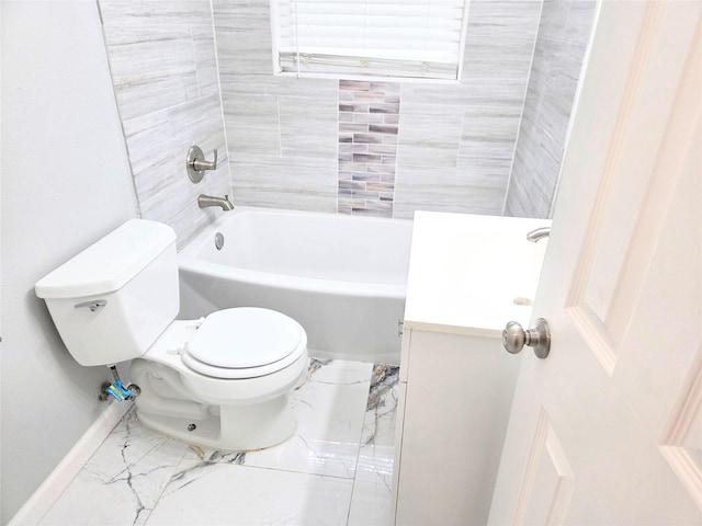 2110 W Bond St, Denison, TX 75020 - bathroom featuring marble finish floors, vanity, and washtub / shower combination