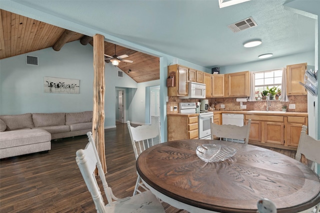 415 Lake By Dr, Kemp, TX 75143 - dining space featuring a ceiling fan and dark wood-style floors