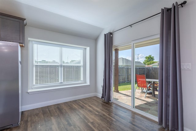 111 Arrowhead Dr, Sanger, TX 76266 - spare room featuring healthy amount of natural light, dark wood-style floors, and lofted ceiling