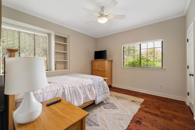3217 Oak Tree Ln, Grapevine, TX 76051 - bedroom with wood finished floors, crown molding, and a ceiling fan